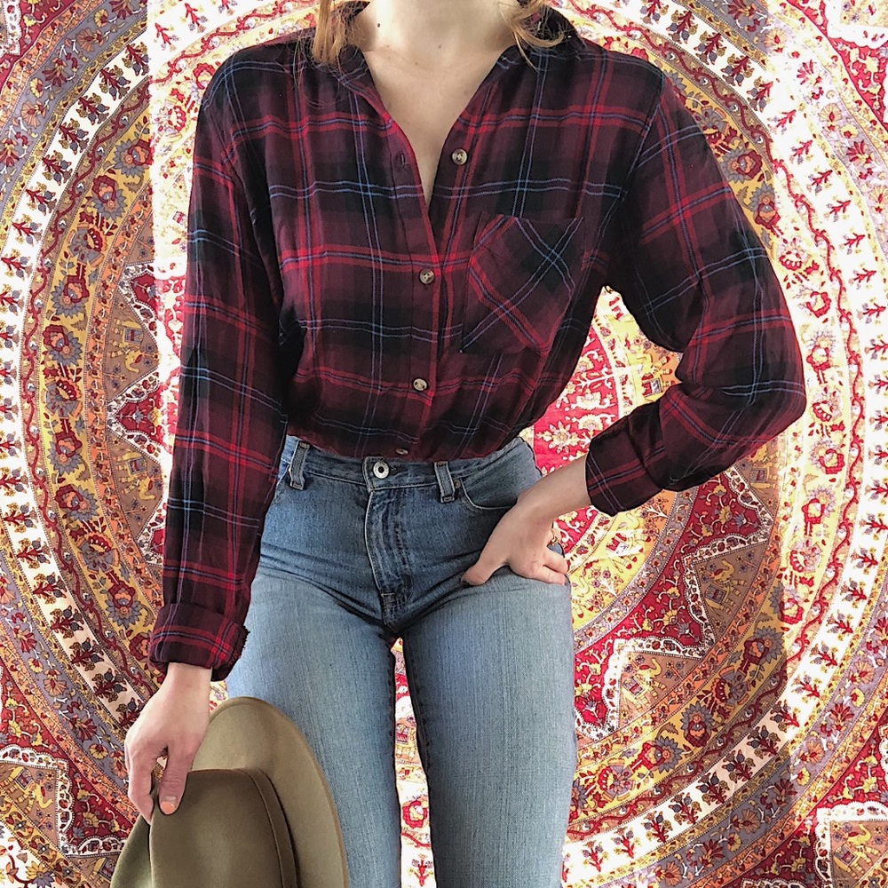 Soft boutique plaid button down